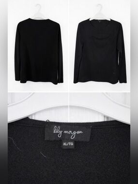 Lily Morgan Black Long Sleeve Knit Top